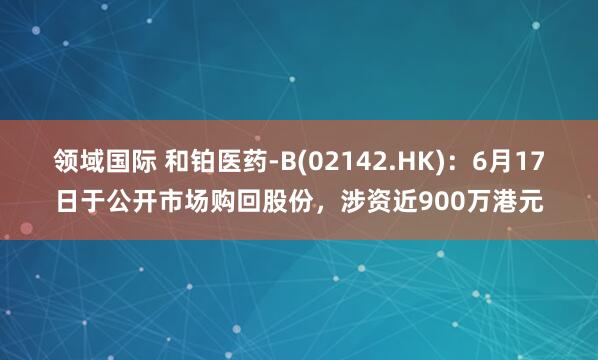 领域国际 和铂医药-B(02142.HK)：6月17日于公开市场购回股份，涉资近900万港元
