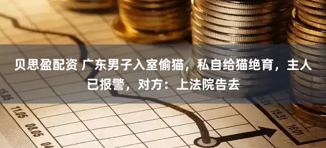 贝思盈配资 广东男子入室偷猫，私自给猫绝育，主人已报警，对方：上法院告去